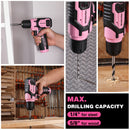 WORKPRO 8V Cordless Drill Driver Set with 53pcs Bit Set, 2.0Ah Electric Drill Kit with 3/8" Keyless Chuck - Pink Ribbon