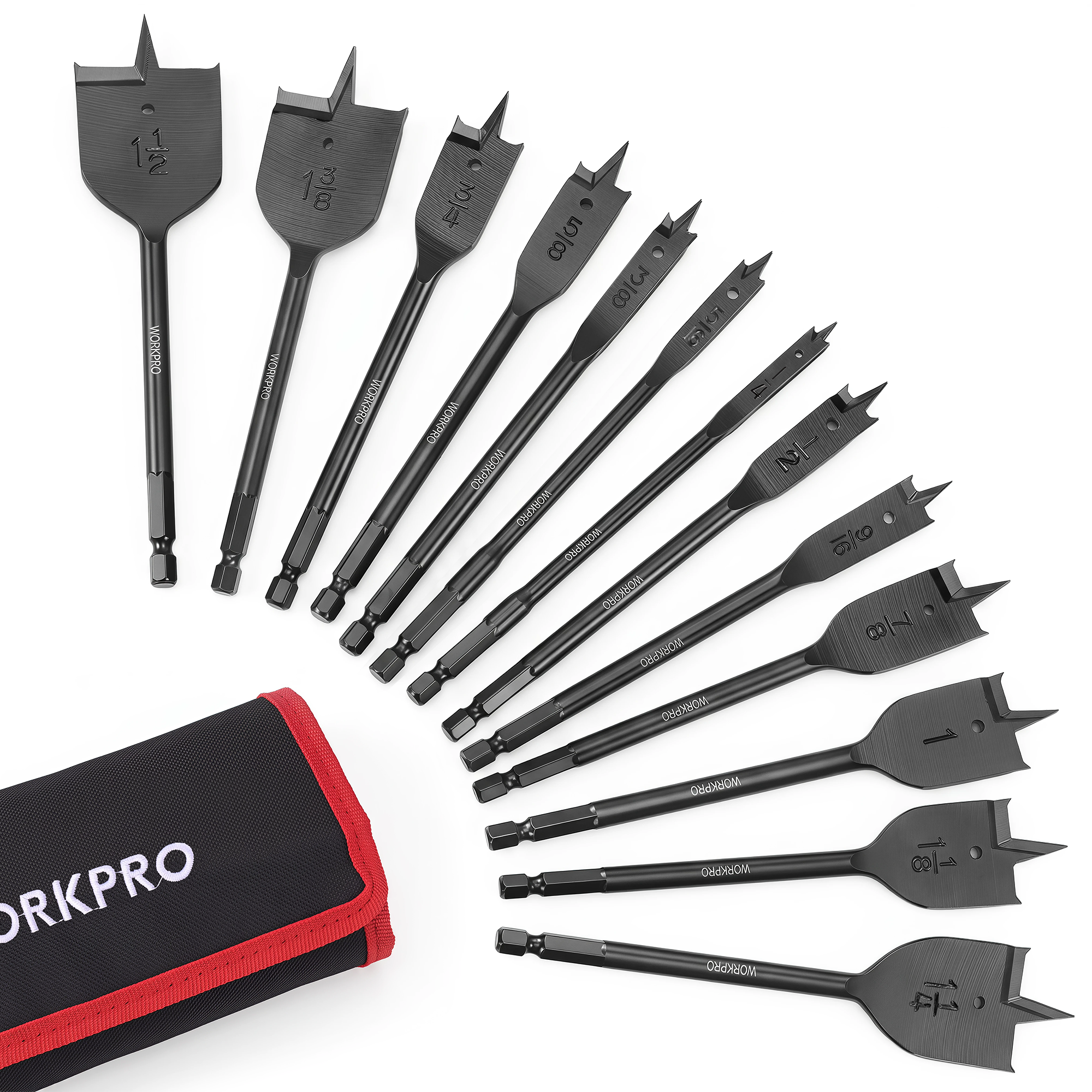 WORKPRO 13-Piece Spade Drill Bit Set, Black, innovation quality high-quality durable secure and convenient