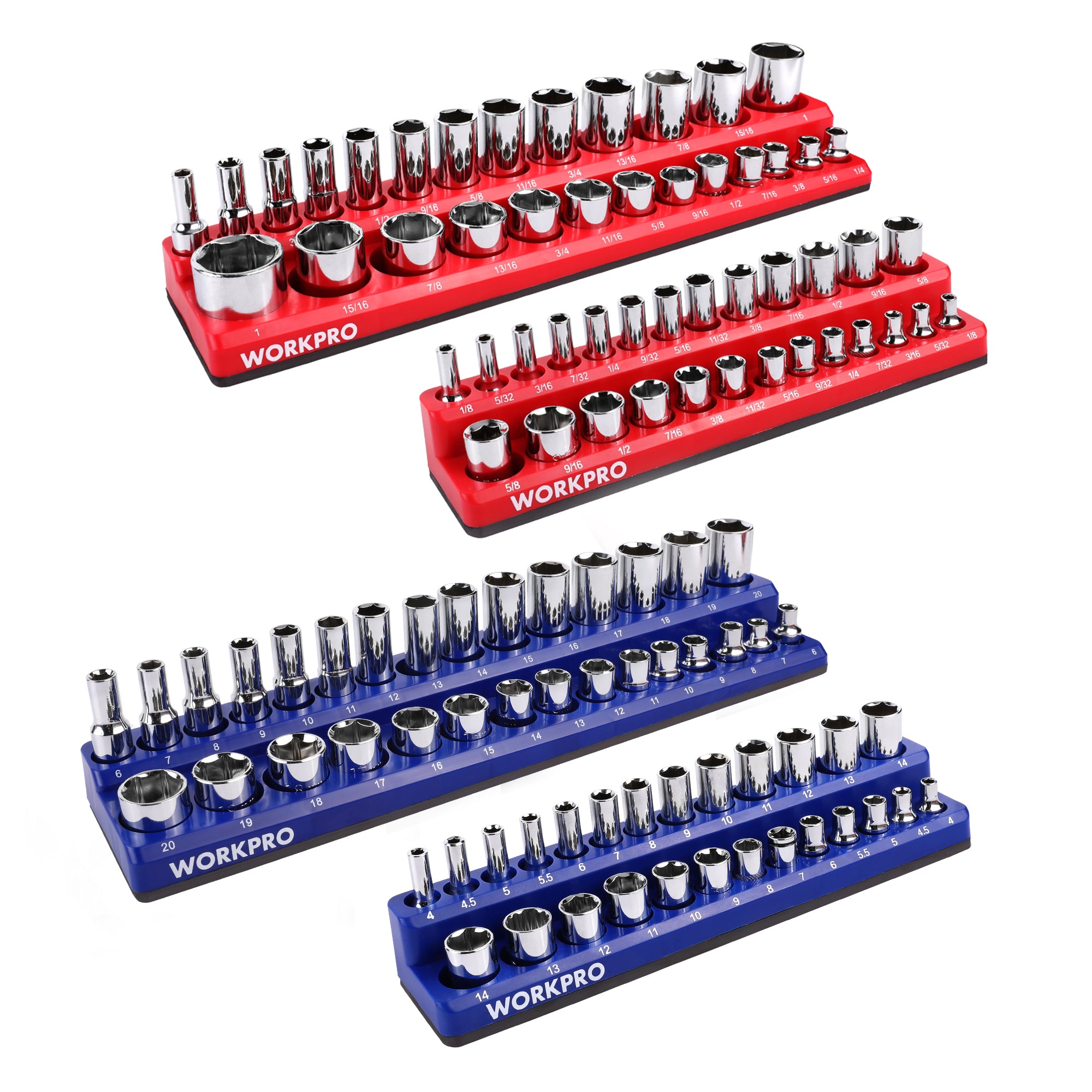 Set of socket tool holders with 'WORKPRO' branding on a white background