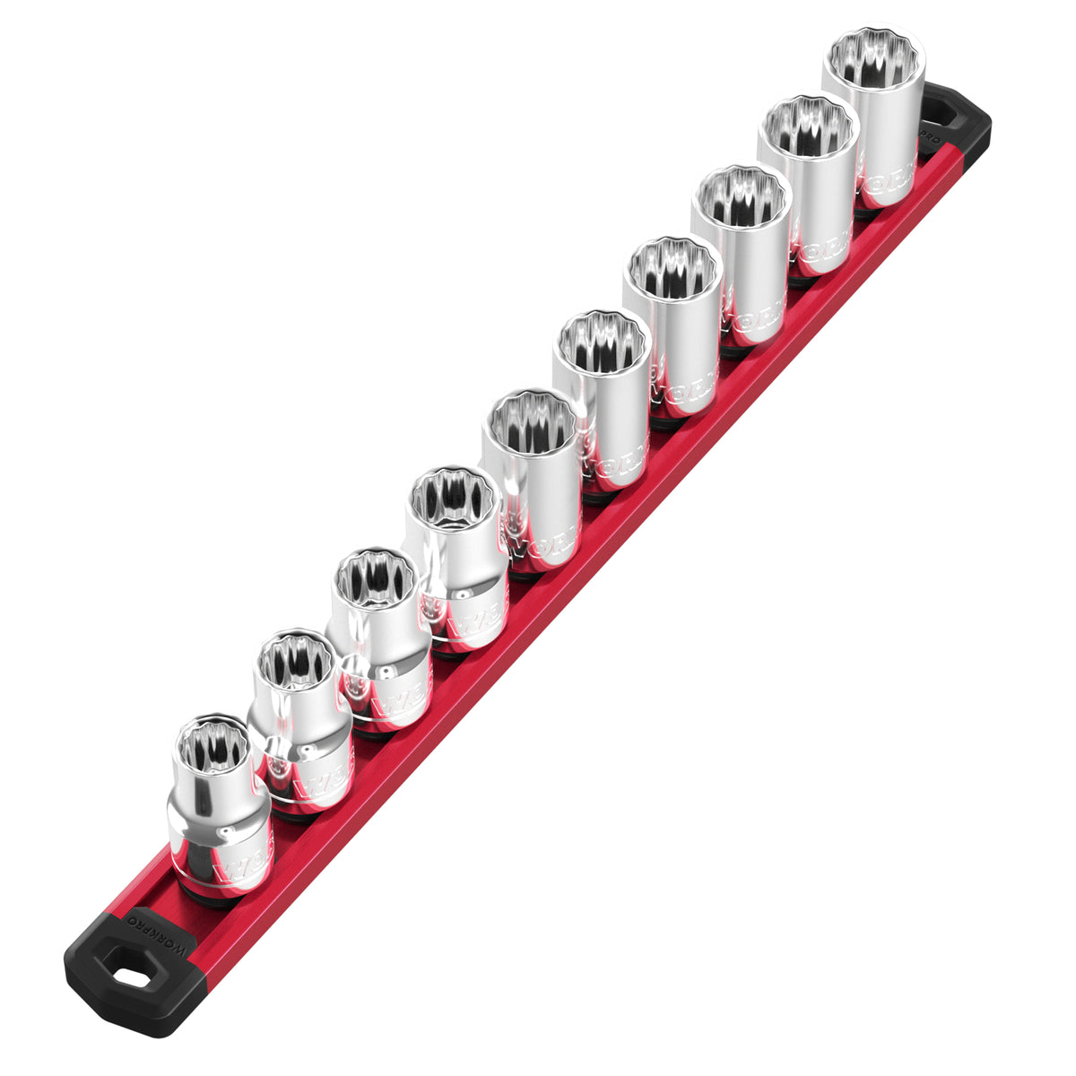 WORKPRO Magnetic Socket Organizer quality high-quality durable secure aluminum alloy rail with snap-on clips