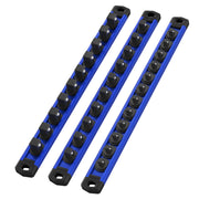 WORKPRO 3 Pcs Aluminum Alloy Magnetic Socket Organizer Set, Heavy Duty Socket Holder 1/4-Inch x 12 Clips, 3/8-Inch x 10 Clips, 1/2-Inch x 10 Clips (Socket not Included), Blue