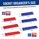 WORKPRO 8-Piece Magnetic Socket Organizer and Metric SAE Wrench Organizer Set, 1/4", 3/8", 1/2" Drive Metric SAE Socket Storage(Socket, Wrench not Included)