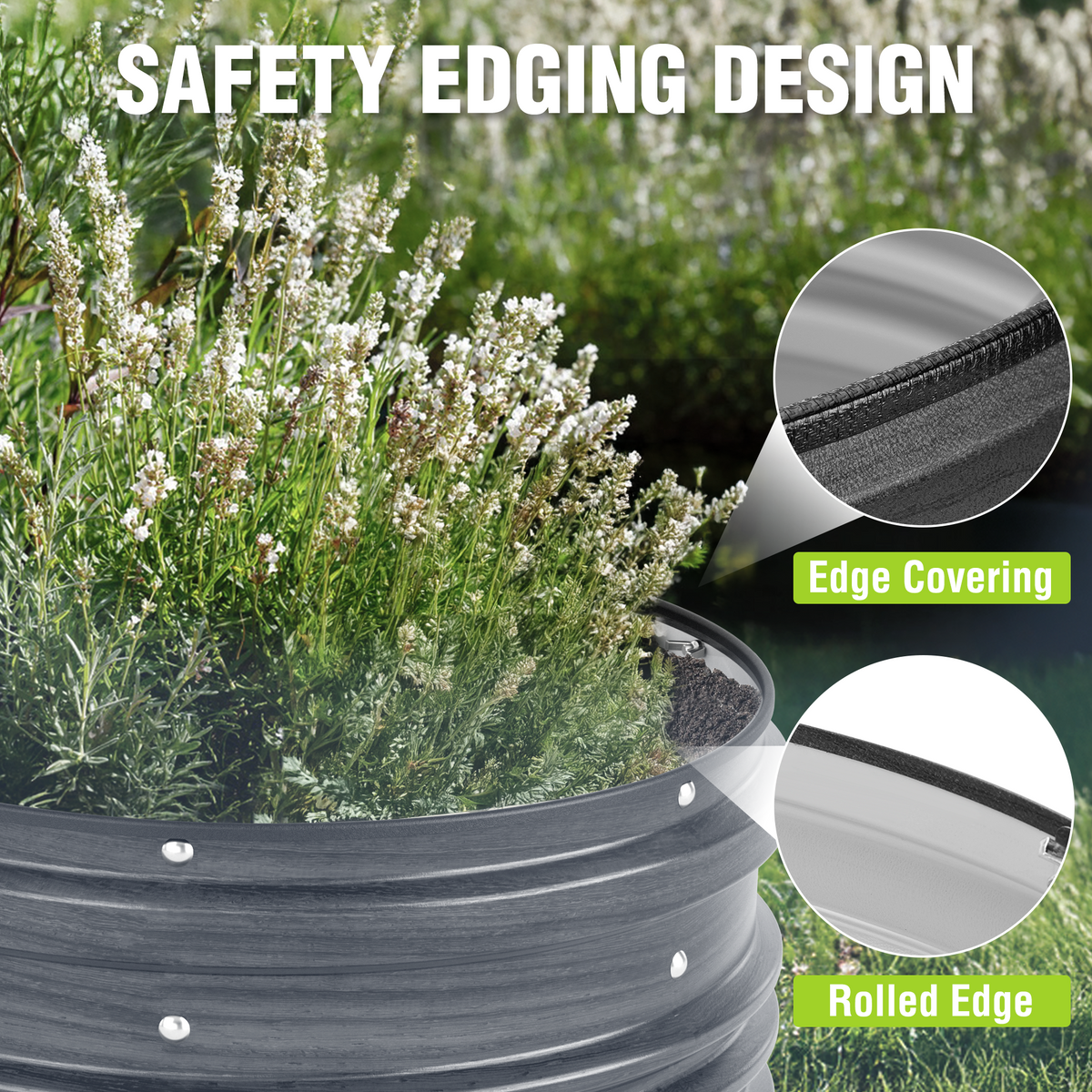 WORKPRO 3PK 2x2x1ft Outdoor Galvanized Raised Garden Bed Kit, Rust & Corrosion Protection, Easy Assembly, Safe Edge, Ideal for Vegetables & Flowers, Dark Gray