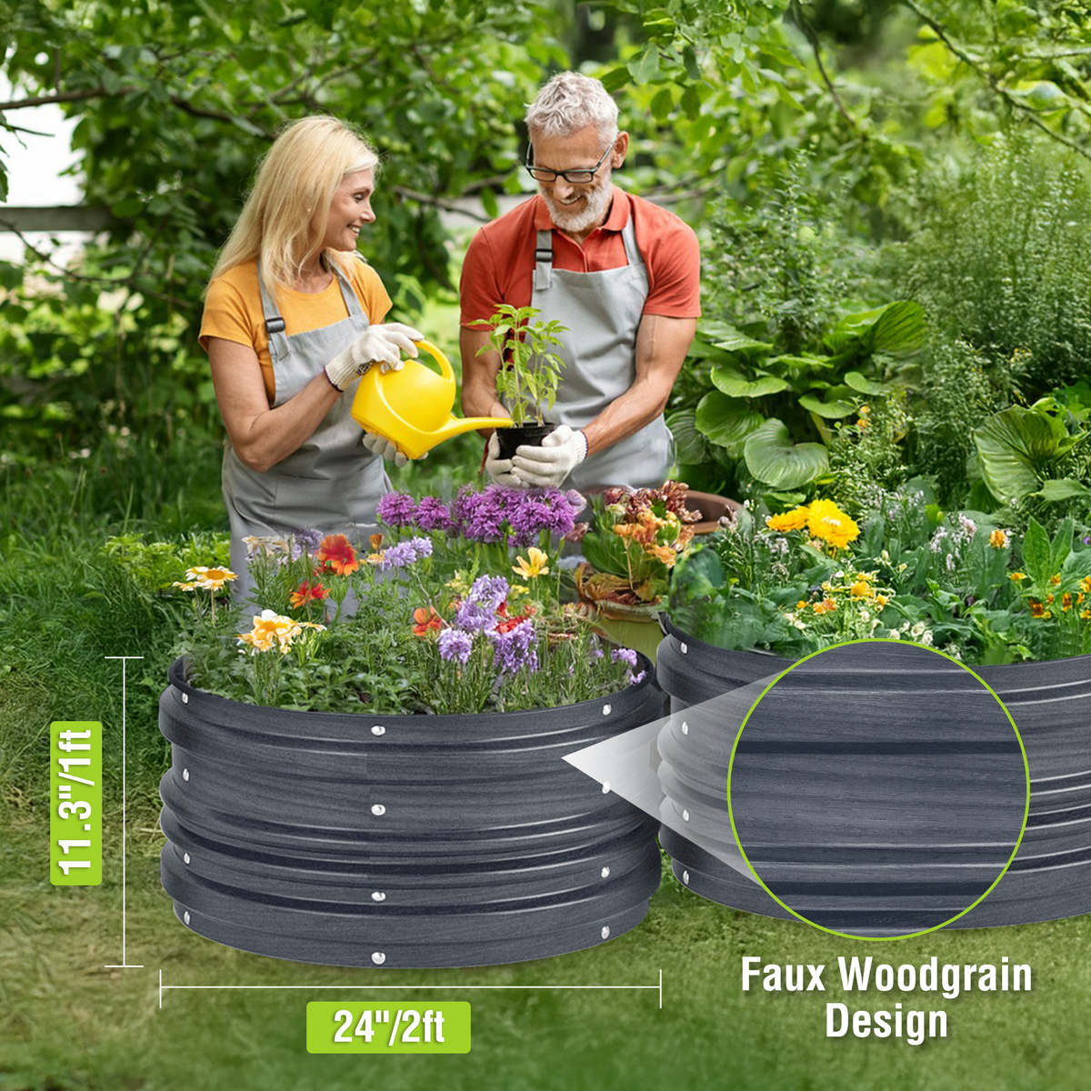 WORKPRO 3PK 2x2x1ft Outdoor Galvanized Raised Garden Bed Kit, Rust & Corrosion Protection, Easy Assembly, Safe Edge, Ideal for Vegetables & Flowers, Dark Gray