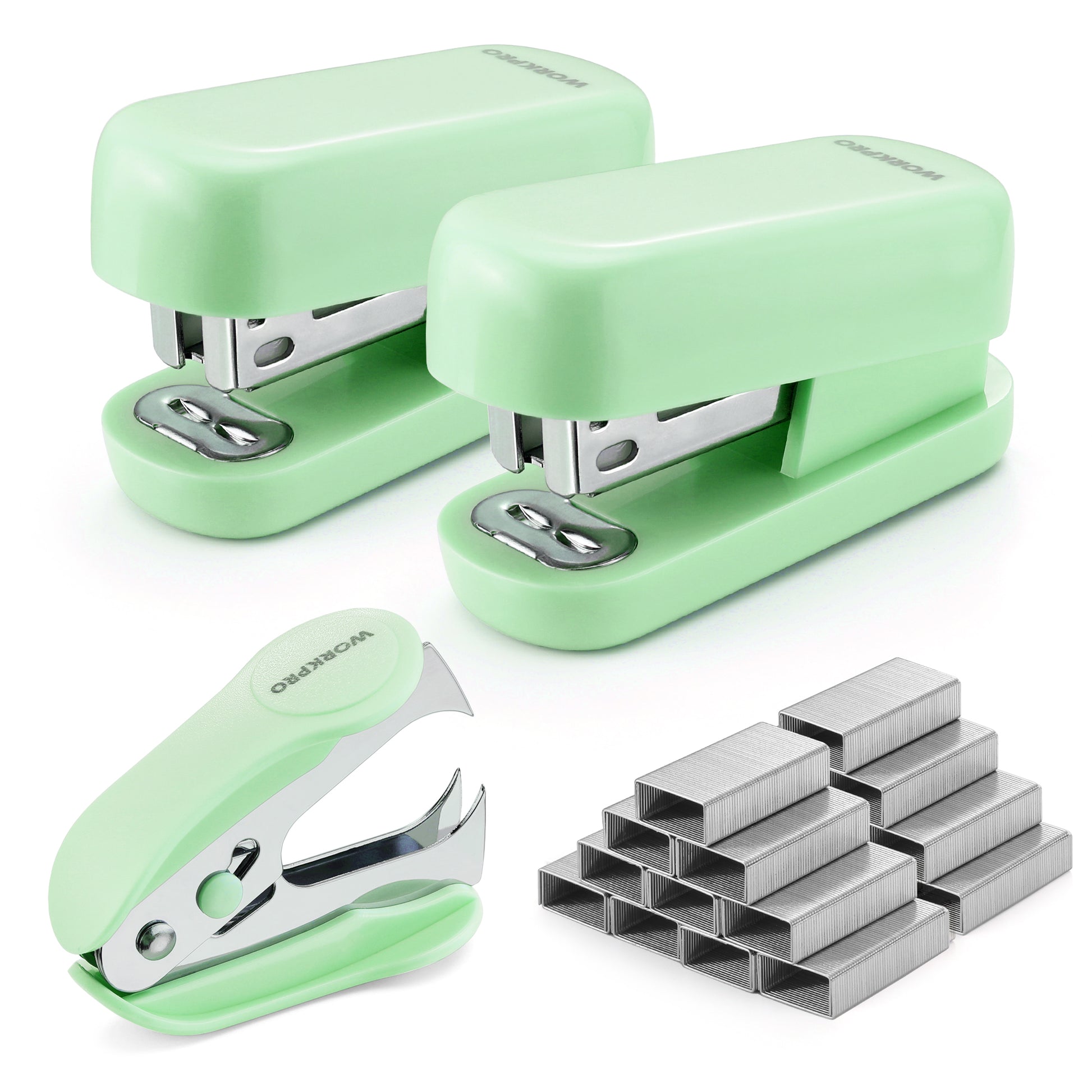 WORKPRO Small Stapler with Staples green mini stapler set with innovation, quality, durable lock design