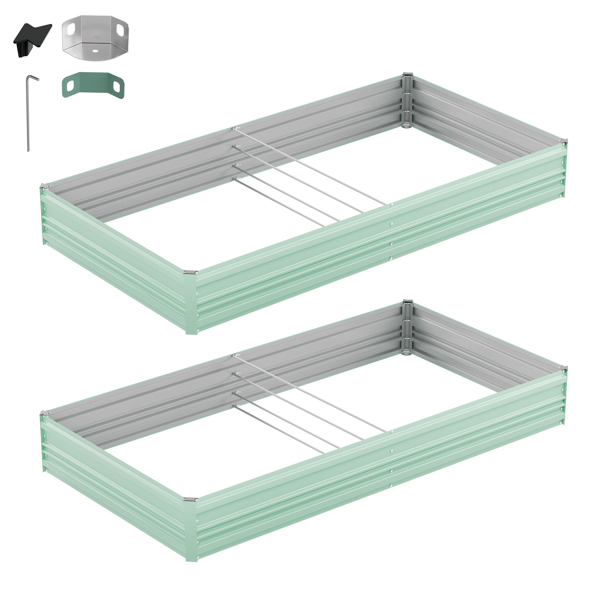 WORKPRO 7.5x4x1ft Outdoor Galvanized Metal Raised Garden Bed in green with quality galvanized steel for durable planting