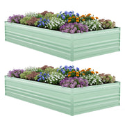 WORKPRO 7.5x4x1ft outdoor galvanized metal raised garden bed in green with rolled edges and protective caps