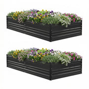 WORKPRO 7.5x4x1ft outdoor galvanized metal raised garden bed in black with rolled edges and protective corner caps