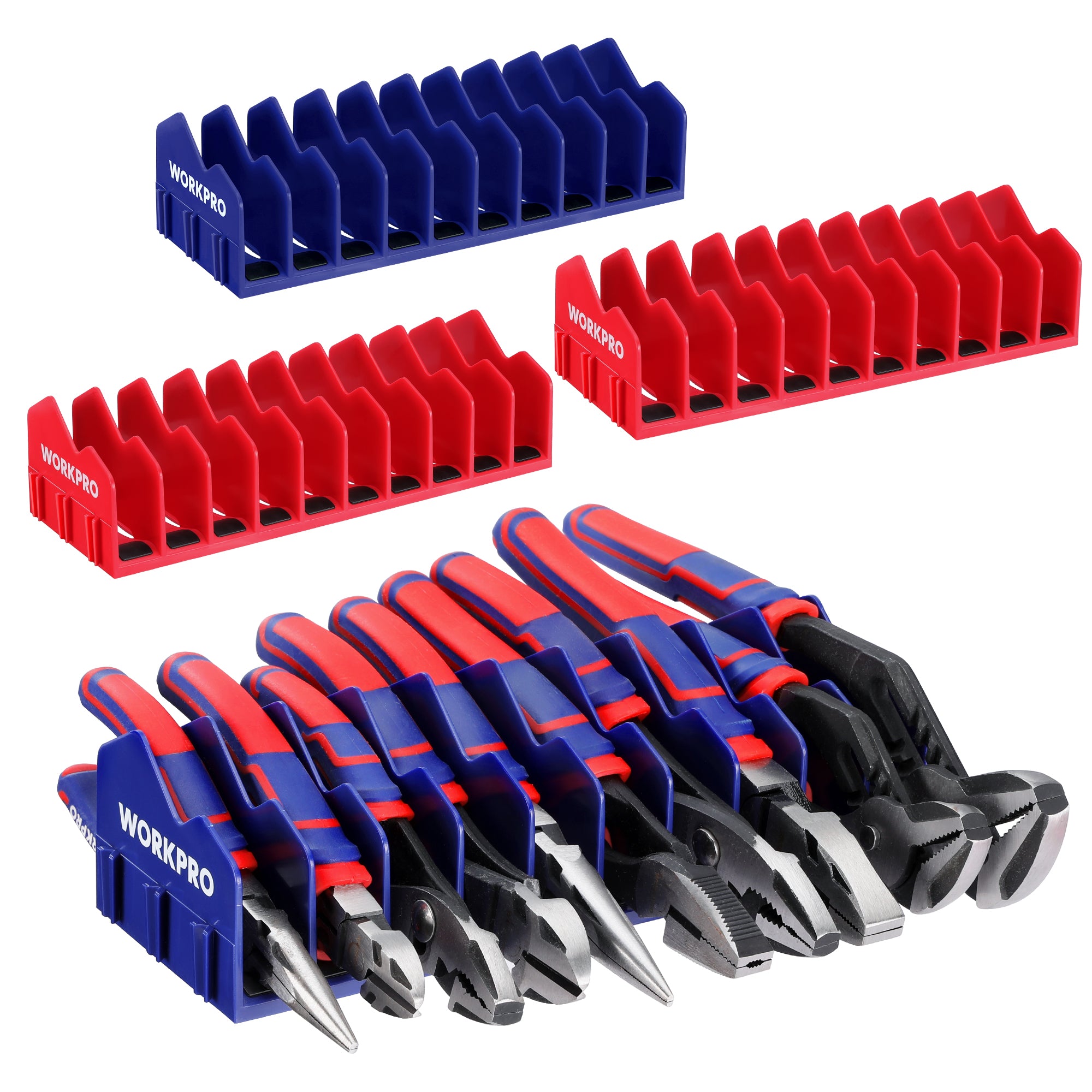 WORKPRO 4-Pack Plier Organizer Rack, Pliers Holder and Cutter Organizers with Non-Slip Rubber Base, 40-Slot Tool Box Organizer, Tool Drawer Organizer, Tool Storage, Plier Rack (Pliers Not Included)