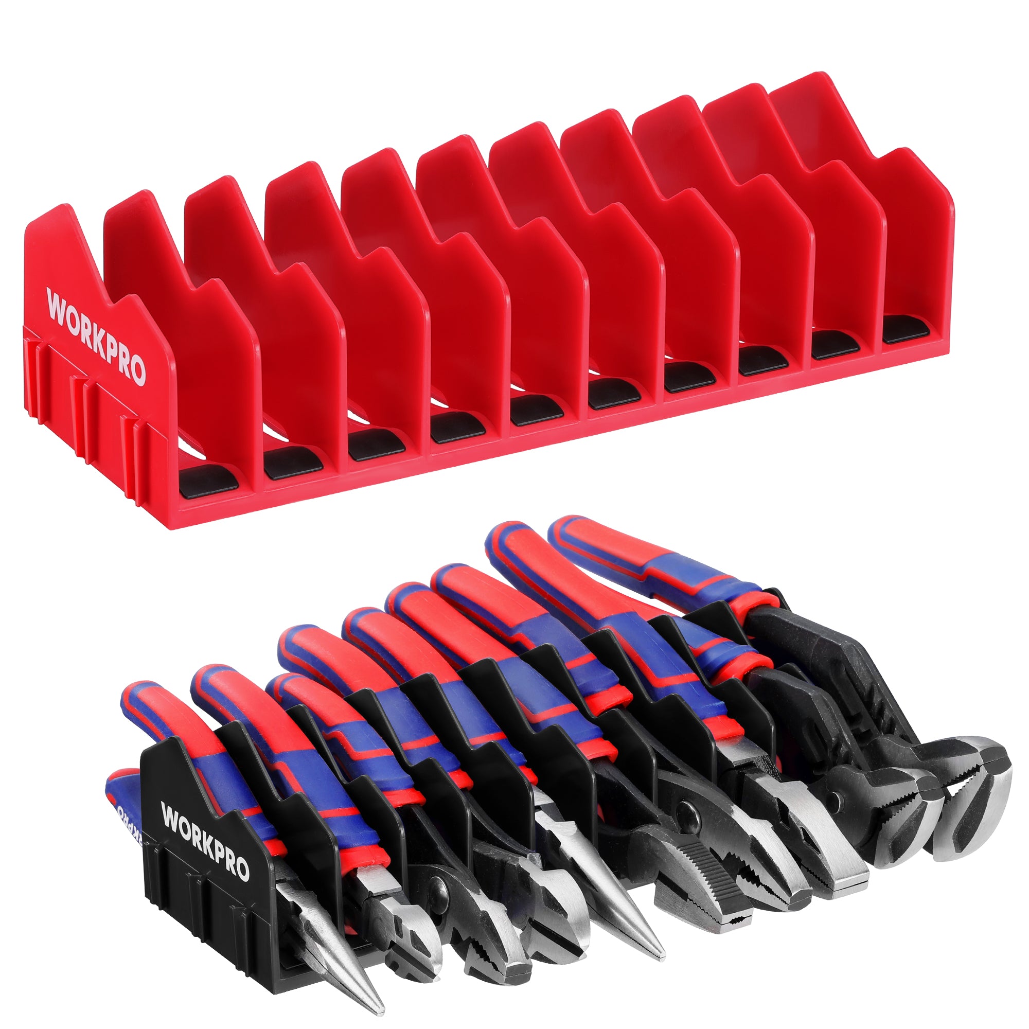WORKPRO 2-Pack Plier Organizer Rack, Pliers Holder and Cutter Organizers with Non-Slip Rubber Base, 20-Slot Tool Box Organizer, Tool Drawer Organizer, Tool Storage, Plier Rack (Pliers Not Included)
