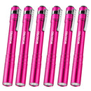 WORKPRO 6-Pack LED Pen Light, Aluminum Pen Flashlights, Pocket Flashlight with Clip for Inspection, Emergency, Everyday, 2AAA Batteries Included, Pink