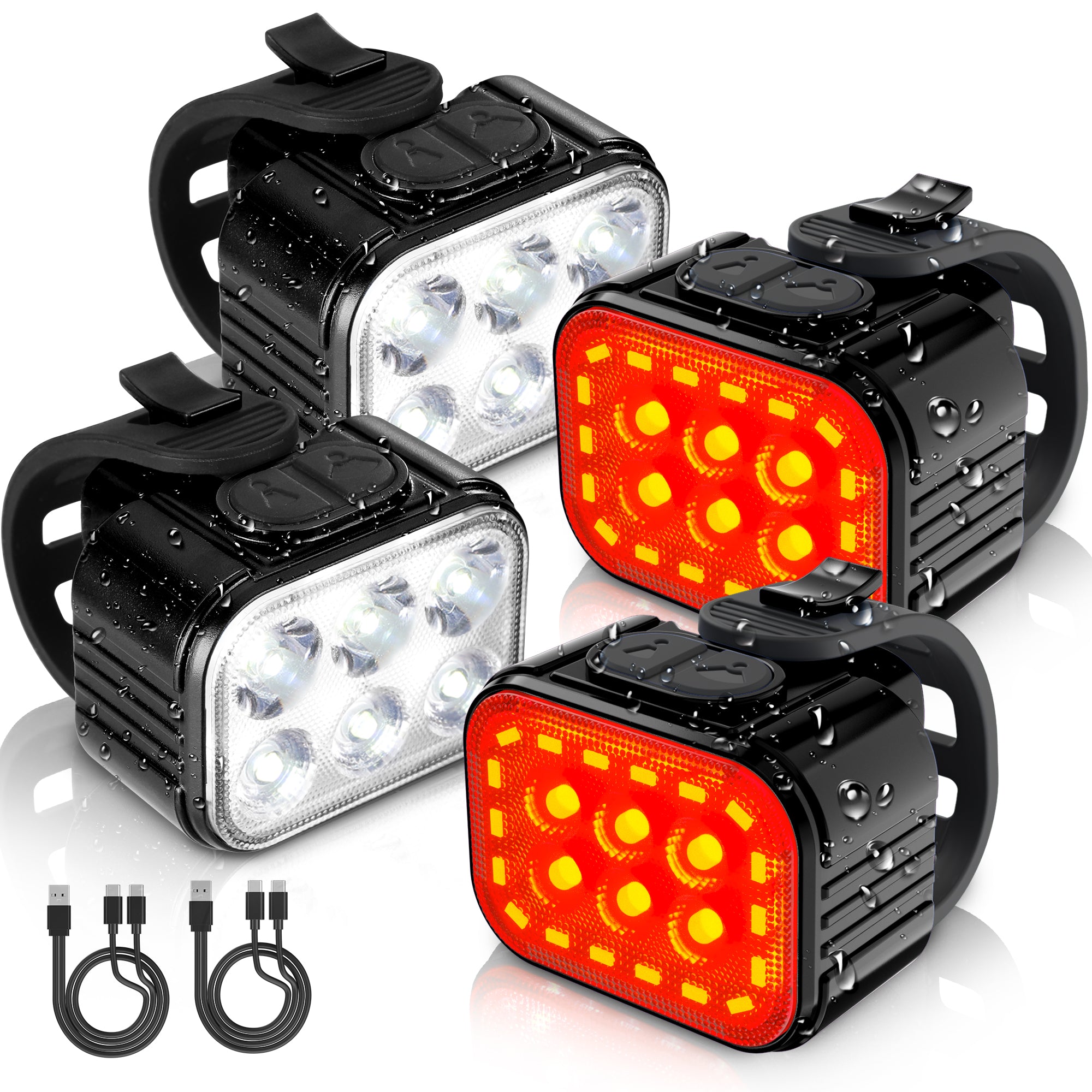 WORKPRO Bike Lights Set in black with innovation, quality, secure, durable, and convenient waterproof design