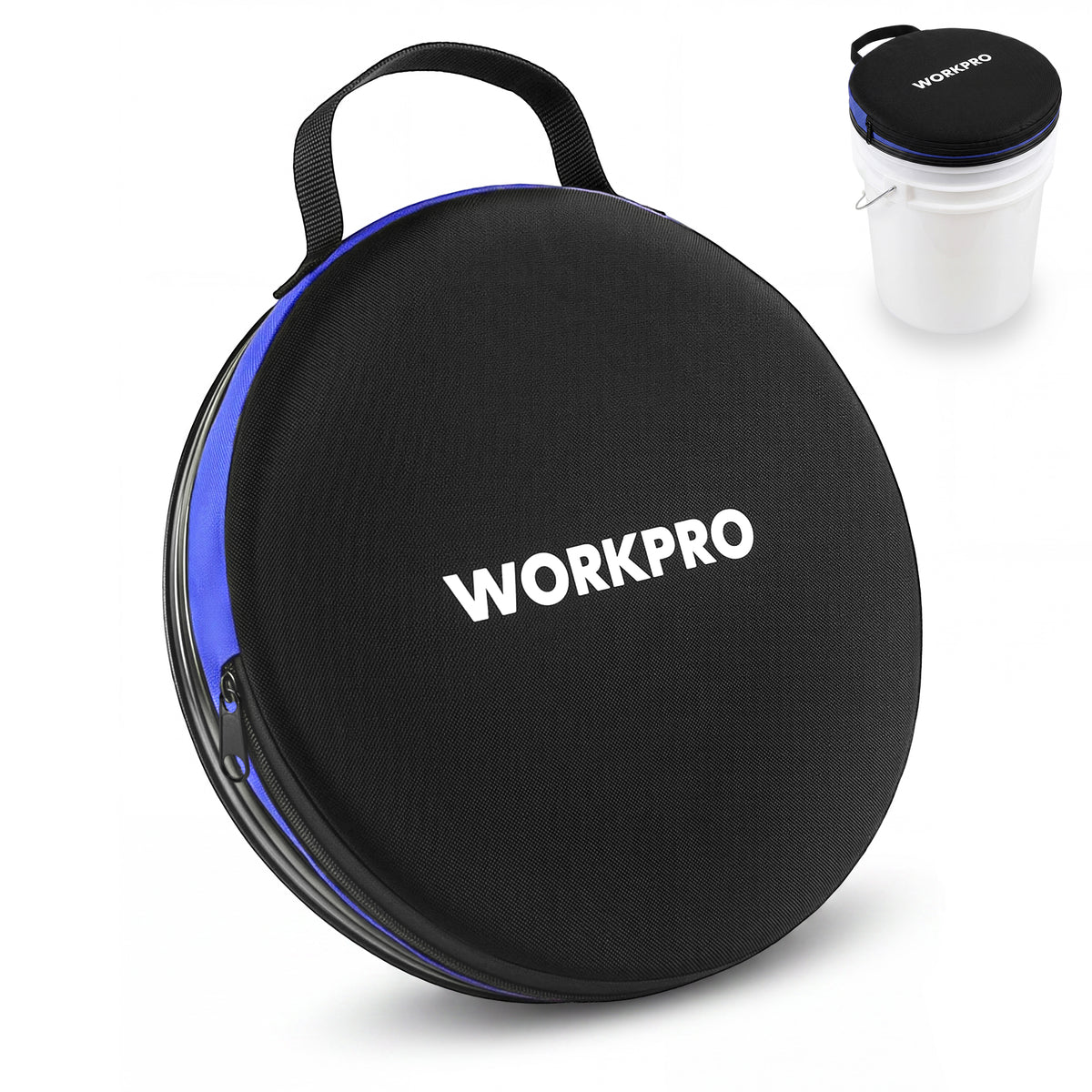 WORKPRO 3 & 5 Gallon Bucket Seat, 360° Swivel Seat NBR Foam Cushion | Portable Bucket Lid Seat with Built-in Handle, Protective Low-Profile Seat for Fishing, Auto Repair, Gardening