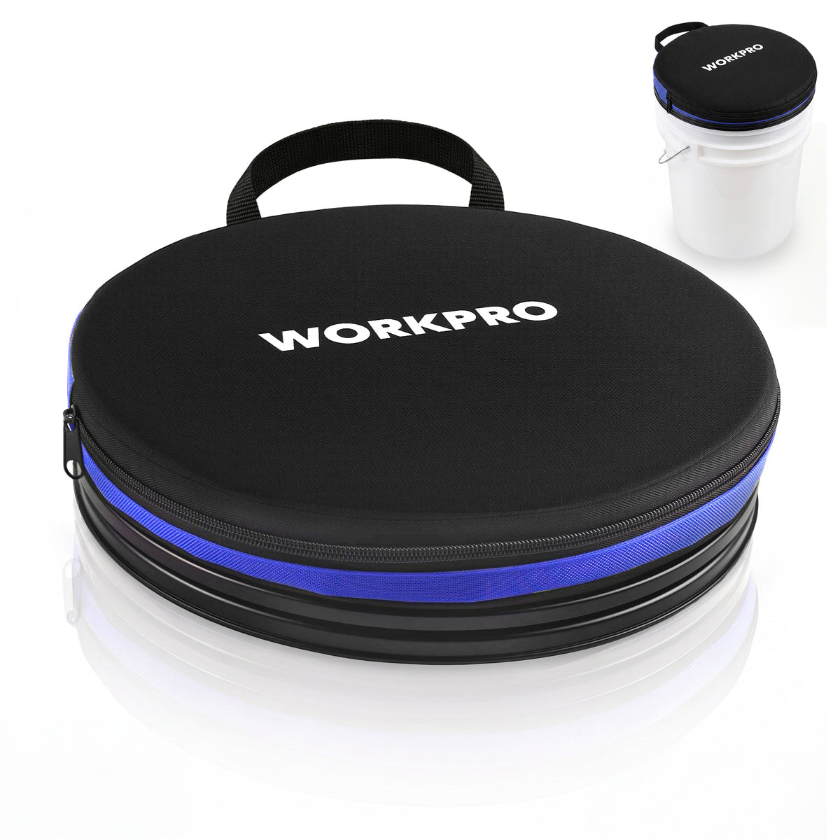 WORKPRO 3 & 5 Gallon Bucket Seat, 360° Swivel Seat NBR Foam Cushion | Portable Bucket Lid Seat with Built-in Handle, Protective Low-Profile Seat for Fishing, Auto Repair, Gardening
