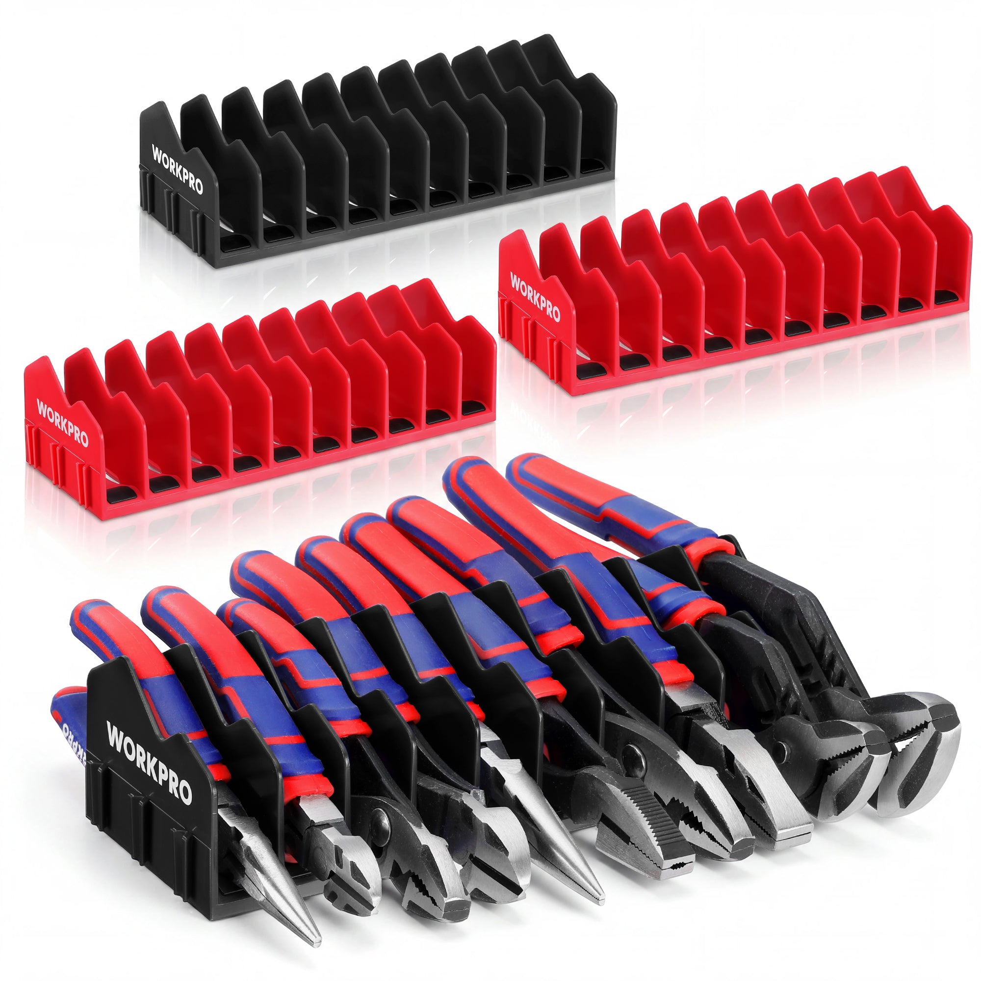 WORKPRO 4-Pack Plier Organizer Rack with non slip rubber base, innovation quality high-quality secure durable convenient