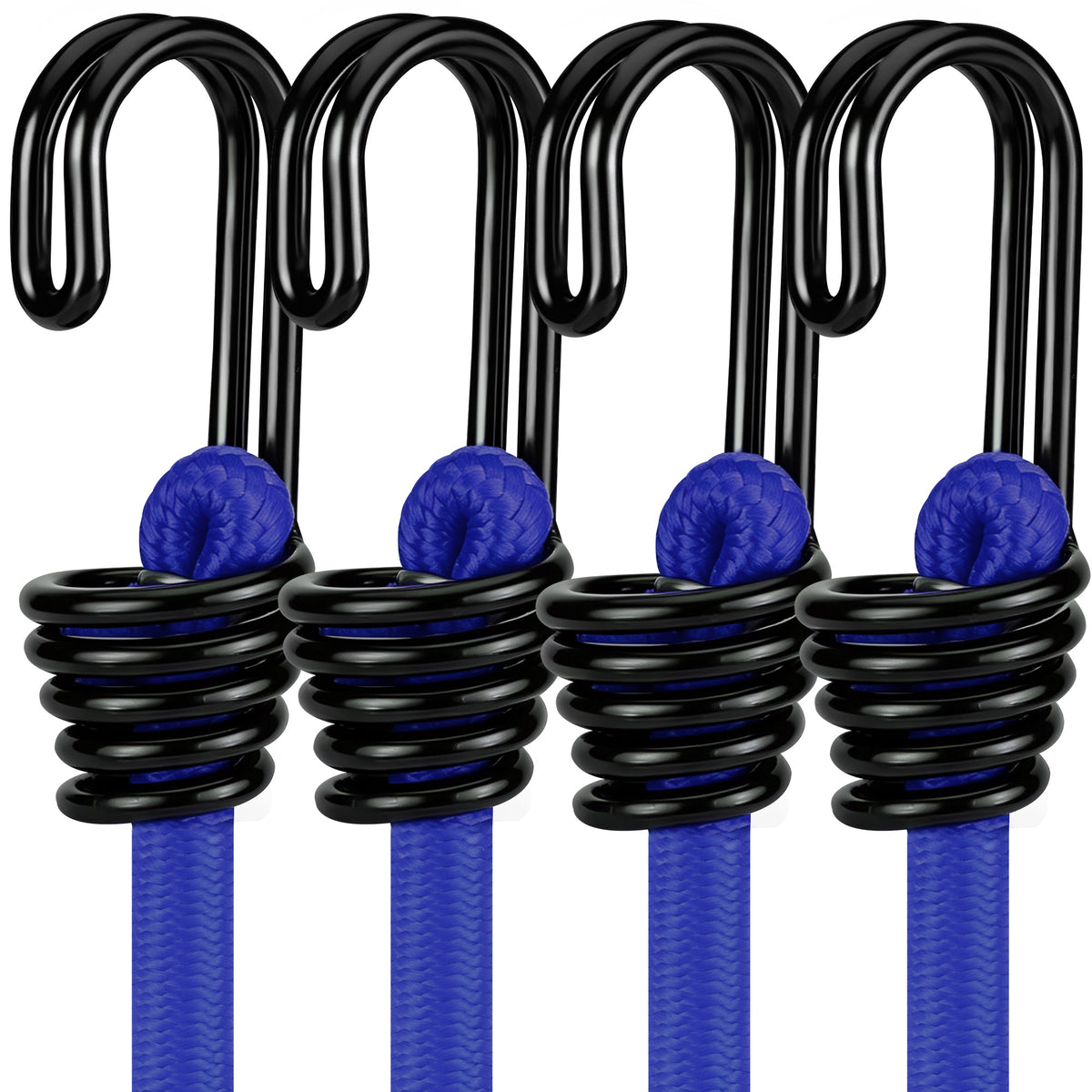 WORKPRO 24" Bungee Cords with Hooks, 4 Pack Heavy Duty Outdoor Bungee Strap, Blue