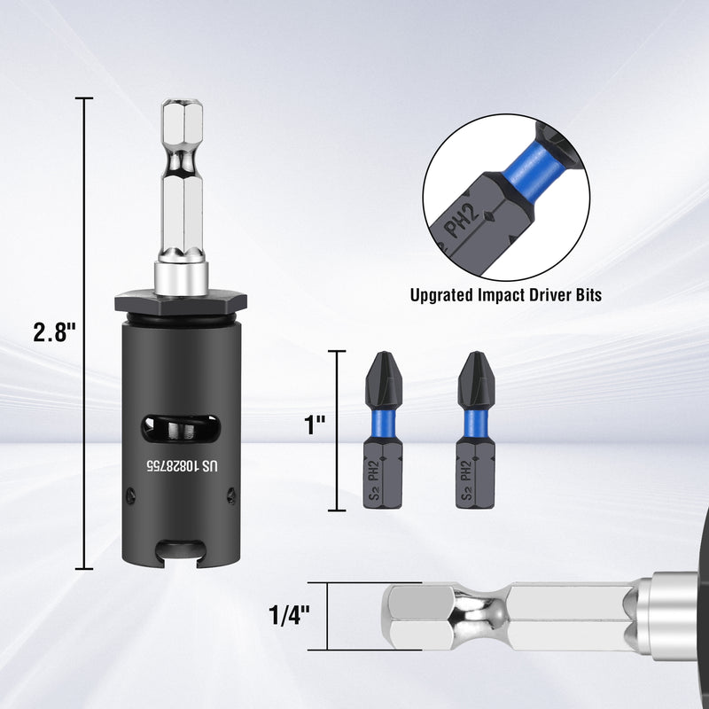 WORKPRO Drywall Bit Holder, Come with 10*Protective Rings, 2 * 1" PH2 Impact Bits