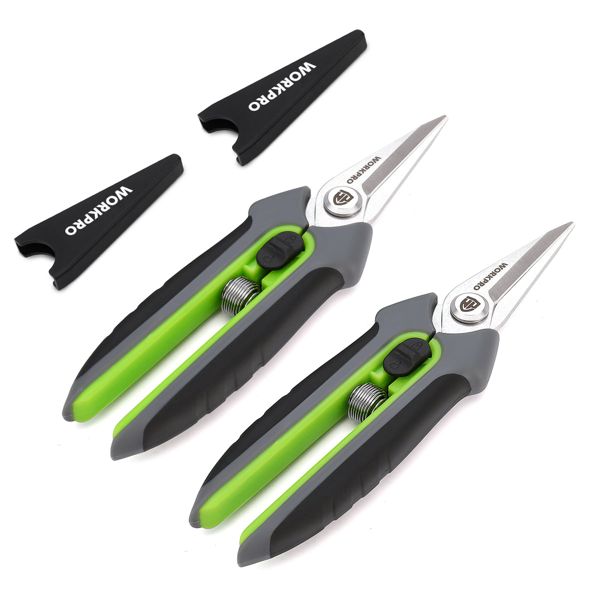 WORKPRO 2 Pack Garden Pruning Shears, 6.5" Small Hand Pruners with Sheath | Sharp Straight Blades, Spring Loaded Design, Precision Microgreen Trimming, Ideal for Flowers, Weeds & Bonsai