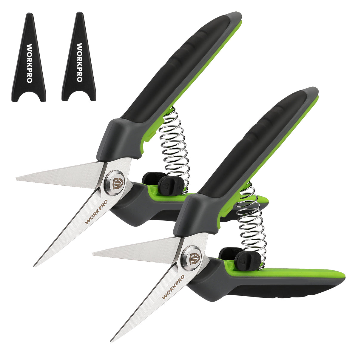 WORKPRO 2 Pack Garden Pruning Shears, 6.5" Small Hand Pruners with Sheath | Sharp Straight Blades, Spring Loaded Design, Precision Microgreen Trimming, Ideal for Flowers, Weeds & Bonsai