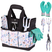 WORKPRO 5PCS aluminum heavy duty gardening tool set with innovation quality high-quality secure durable storage bag