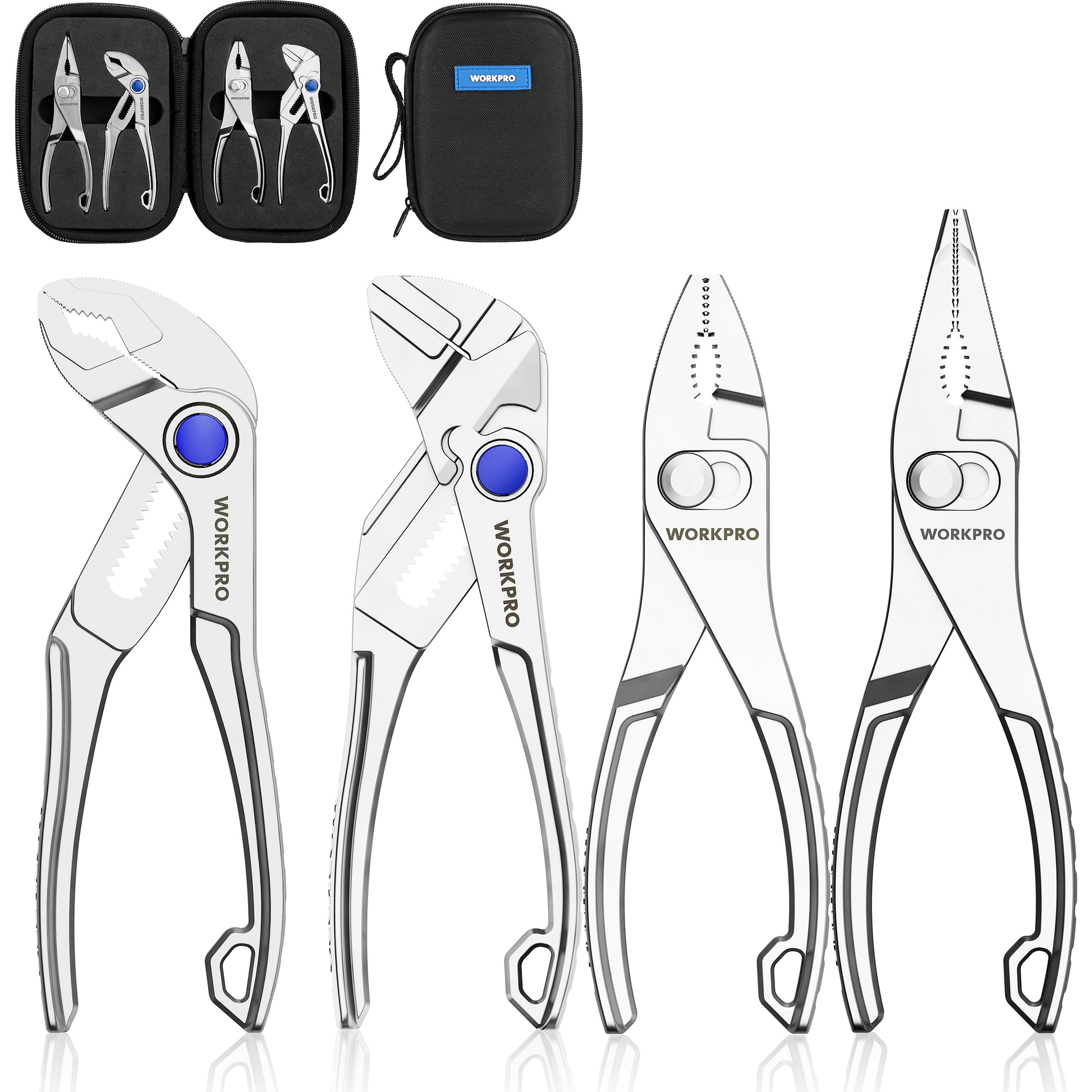 WORKPRO 4-Piece Mini Pliers Set with Pouch, innovation quality high-quality durable alloy steel tools