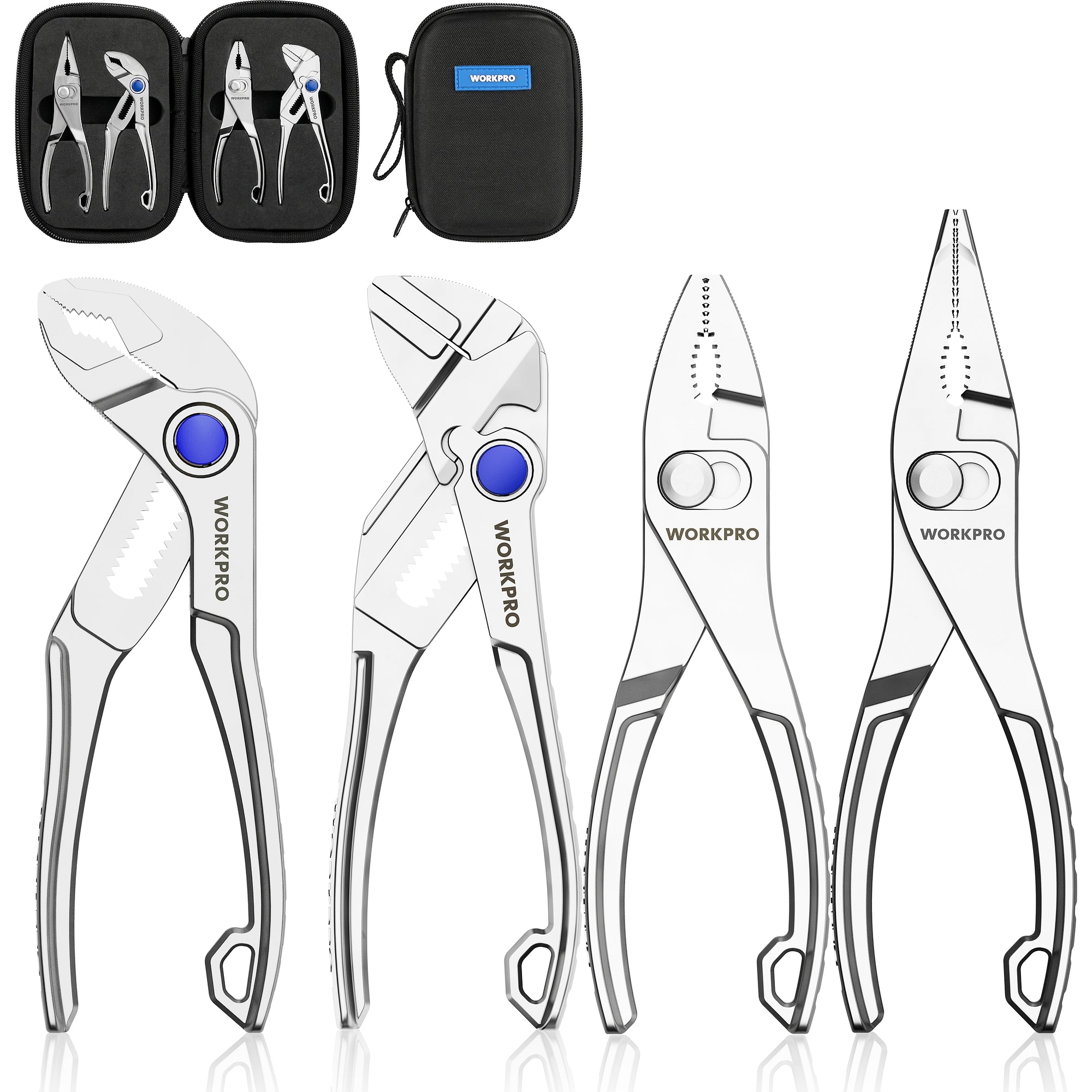 WORKPRO 4-Piece Mini Pliers Set with Pouch, innovation quality high-quality durable alloy steel tools
