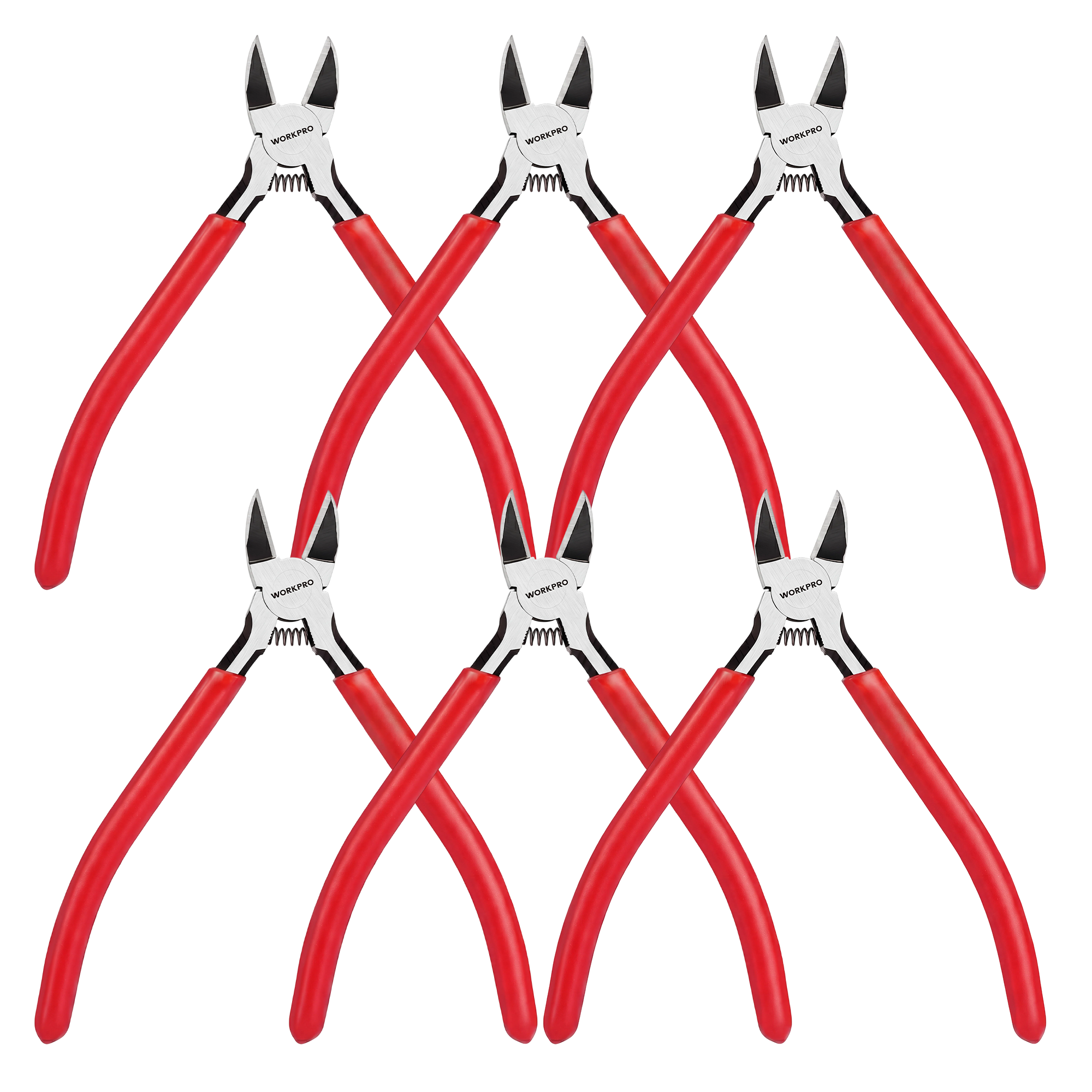 WORKPRO 6 Pack Wire Cutters, 6 Inch Precision Flush Cutters, Side Cutters