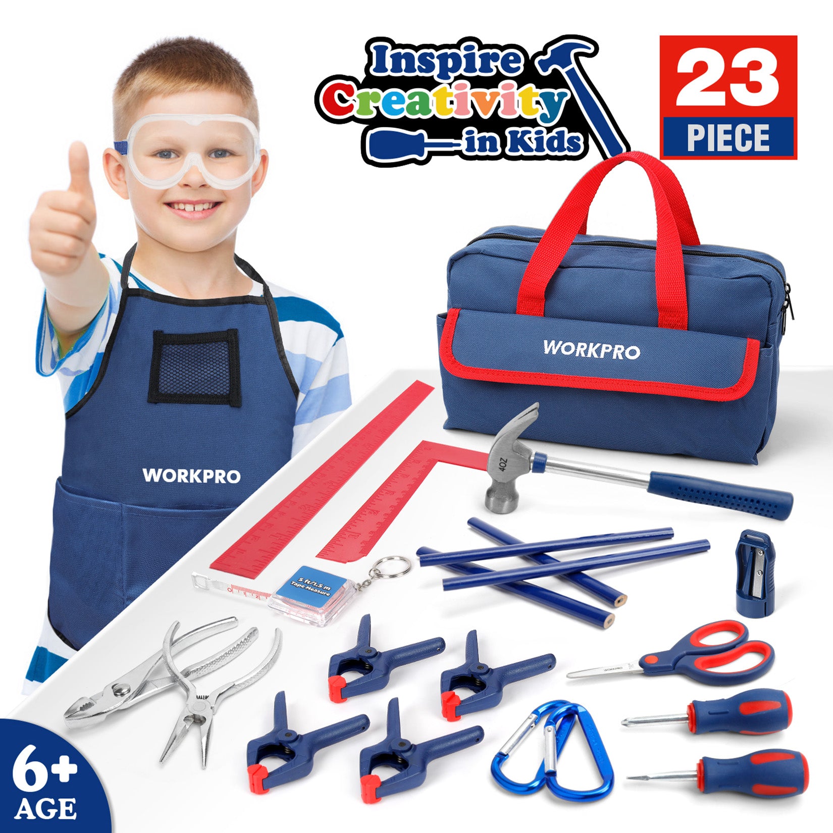 WORKPRO 23 Pcs Tool Sets with Storage Bag Hand Tools for Home DIY&Woodworking