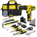 WORKPRO 12V Cordless Drill, Power Tool Set for Home, 177 Pieces Combo Kit with 14-inch Storage Bag and 2000mAh Lithium-Ion Battery & Charger (Yellow)