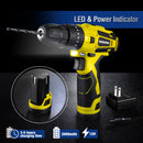 WORKPRO 12V Cordless Drill, Power Tool Set for Home, 177 Pieces Combo Kit with 14-inch Storage Bag and 2000mAh Lithium-Ion Battery & Charger (Yellow)