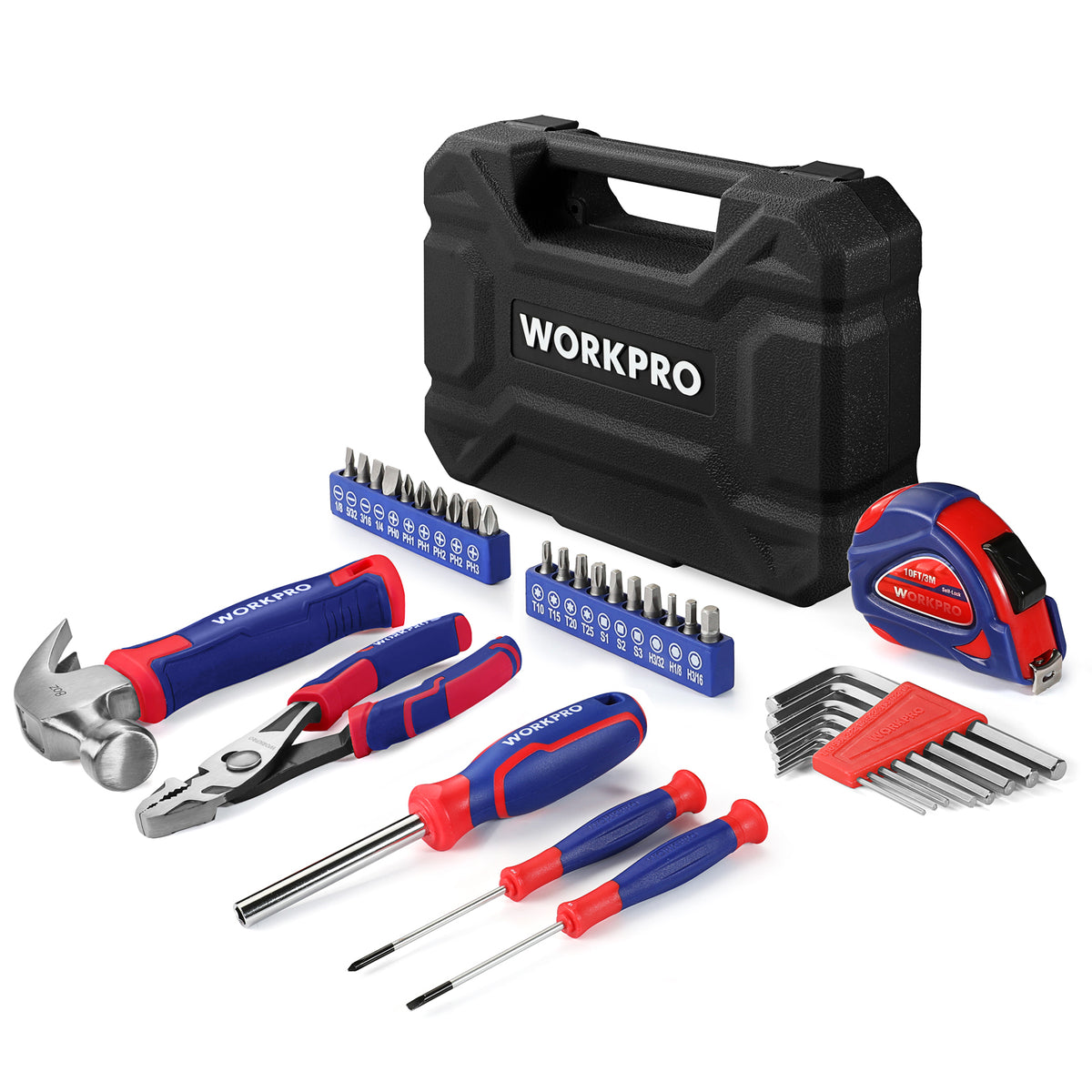 WORKPRO 35 Pcs Household Tools Set with Storage Toolbox, Blue