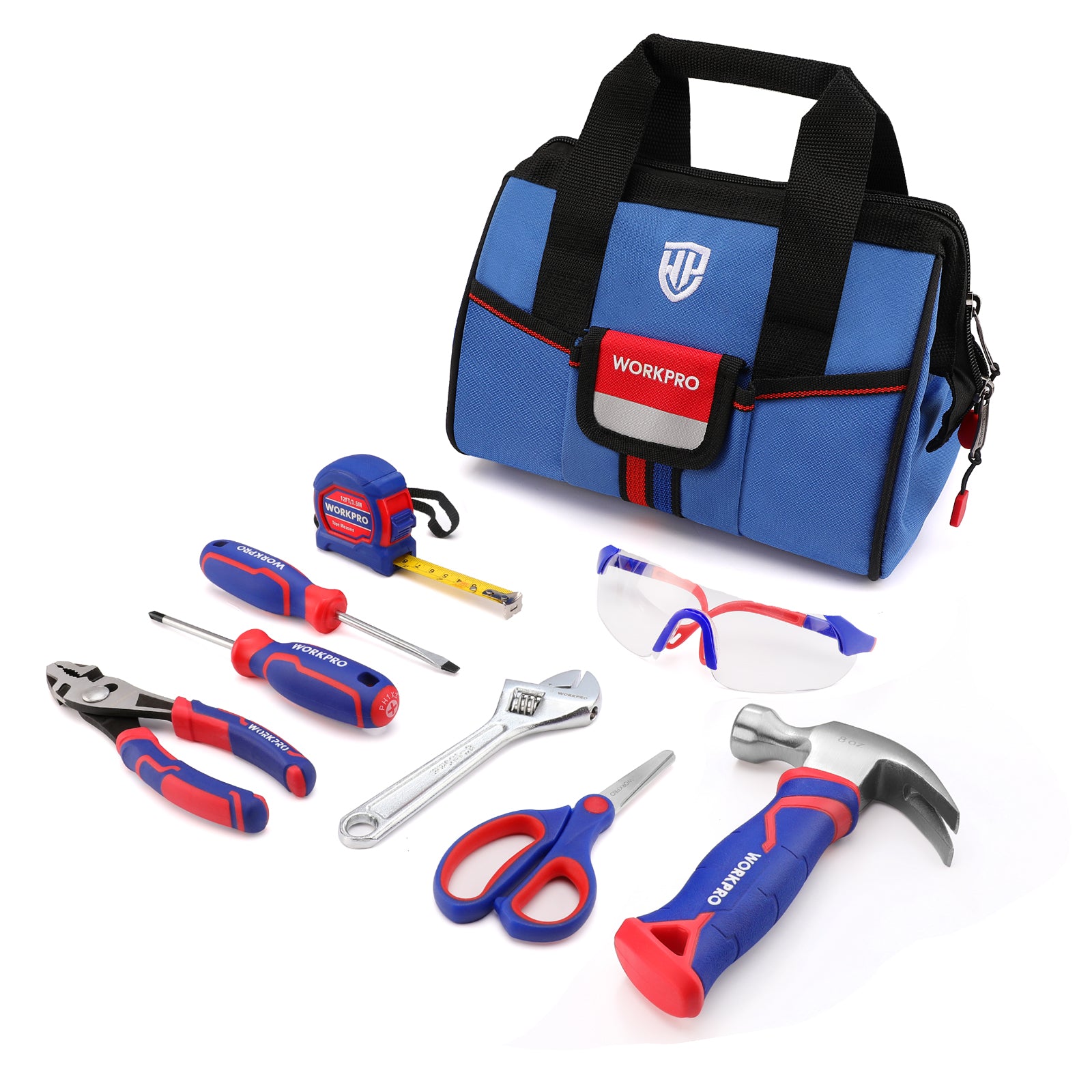 WORKPRO 9 Pcs Kids Junior Tool Set with Tool Bag in blue, innovation quality high-quality secure durable convenient