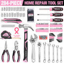 WORKPRO 258PCS / 284PCS Complete Household Tool Set - Pink Ribbon