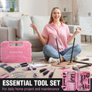 WORKPRO 258PCS / 284PCS Complete Household Tool Set - Pink Ribbon