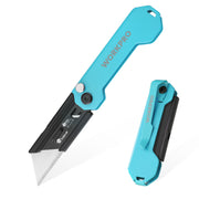 WORKPRO EDC Folding Utility Knife mini box cutter in blue with innovation quality and secure durable convenient use