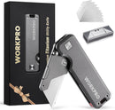 WORKPRO Lightweight CNC Unibody Premium Titanium Utility Knife with10 Extra Blades, G-10/Aluminum Handle