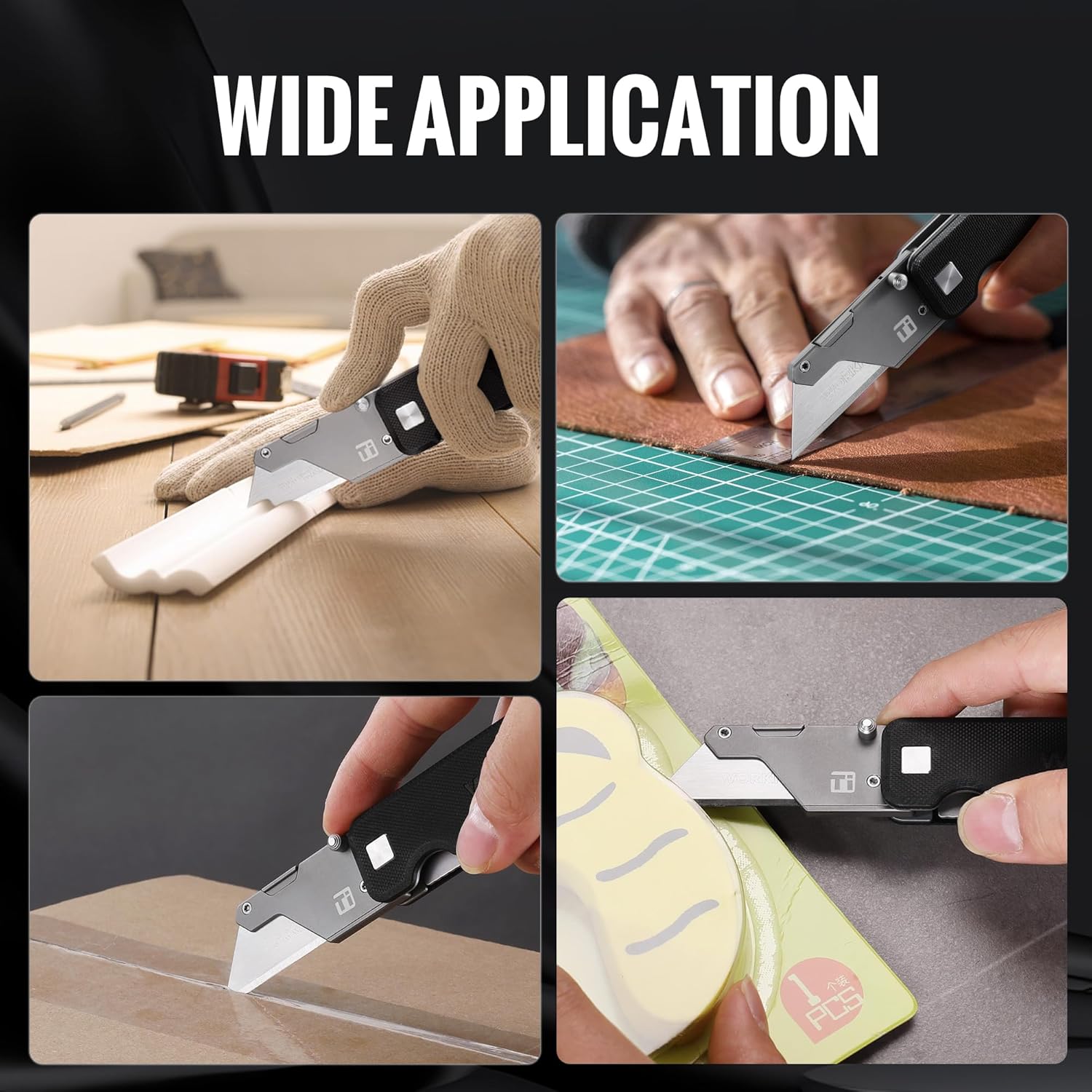 WORKPRO utility knife showing blade for cutting tasks with textured handle