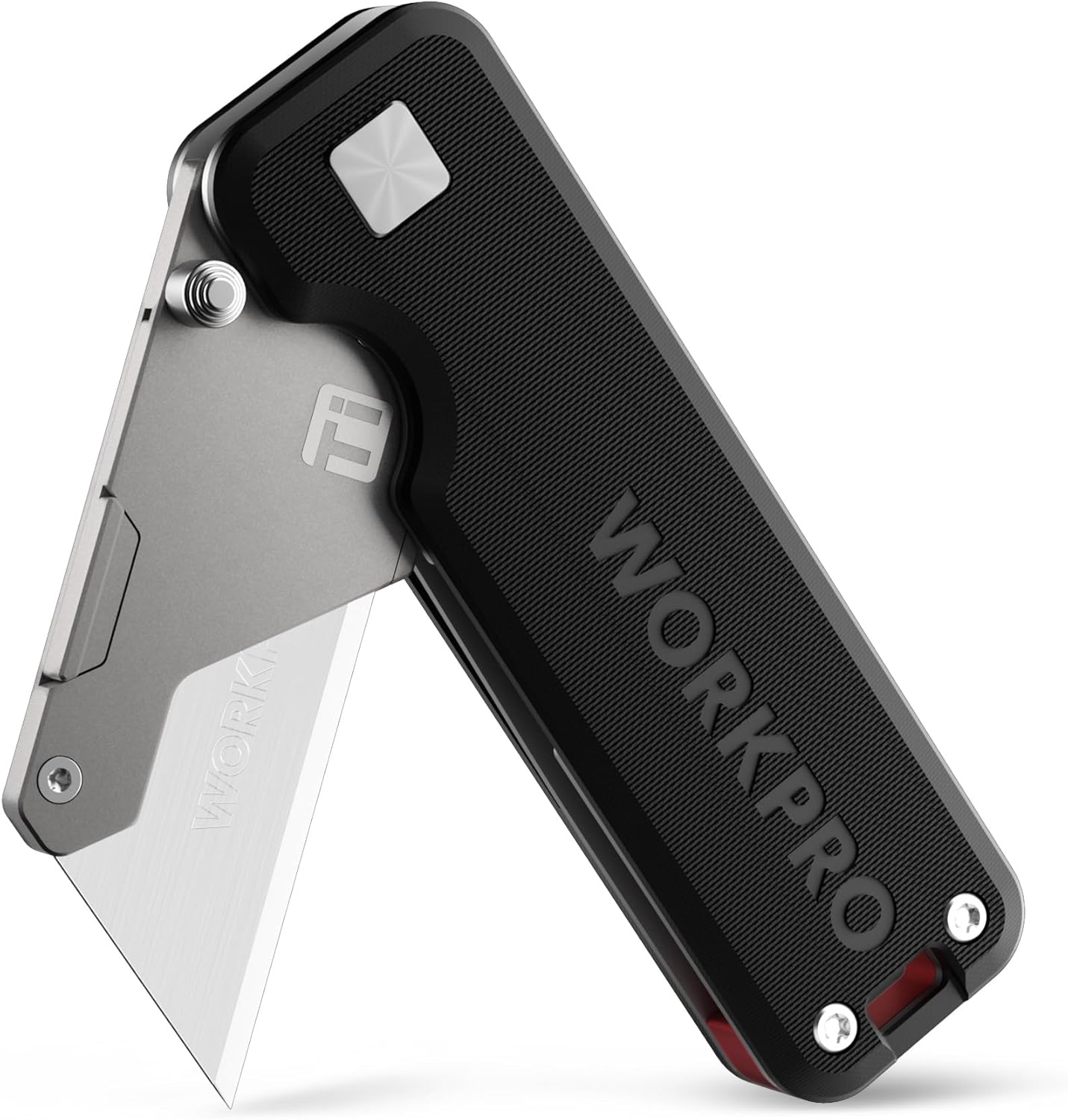 WORKPRO titanium blade holder utility knife with textured black G-10 handle