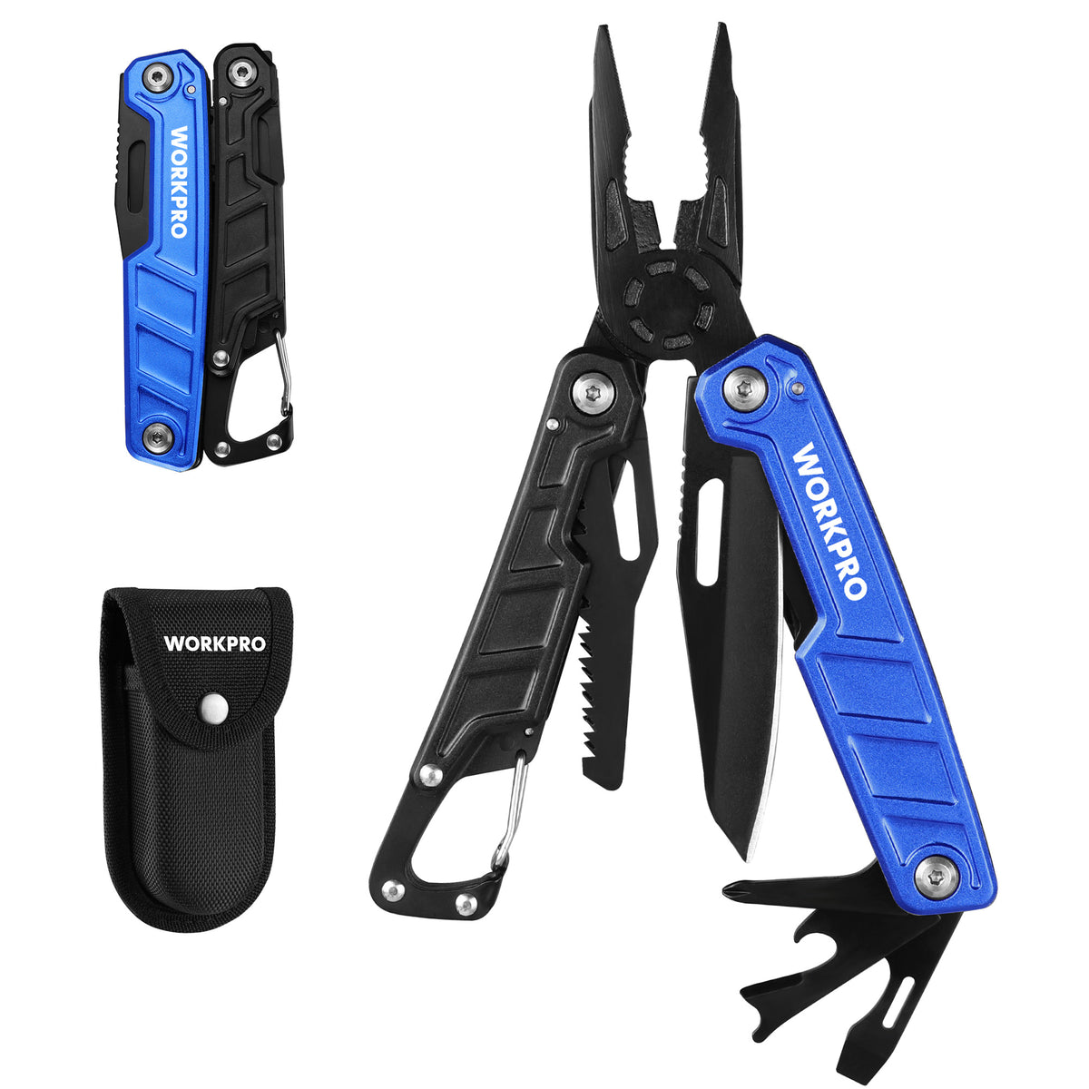 WORKPRO Multitool-11 in 1 Camping Tools with Mini Hammer-EDC Gear Multi Tools Hammer with Safety Lock and Pouch-Mini Multitools Gifts for Men and Women
