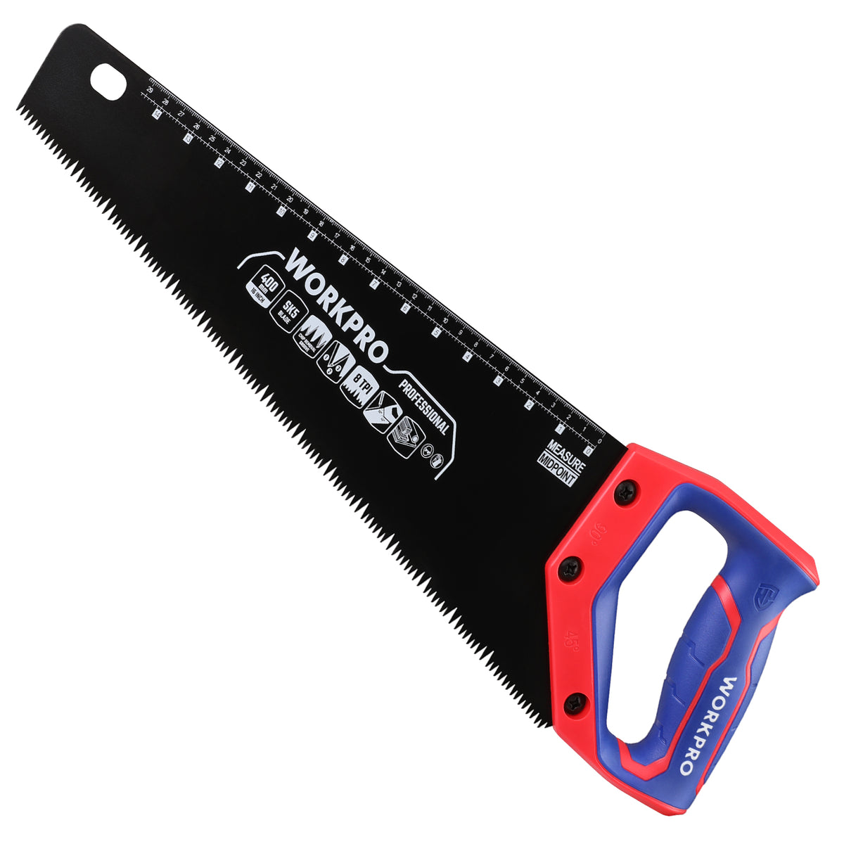 WORKPRO 16-Inch Universal Handsaw with Non-Slip Comfortable Handle, Anti-Rust Wood Saw With Chip Removal Design, Heavy-Duty for Cutting Wood, Laminate, PVC