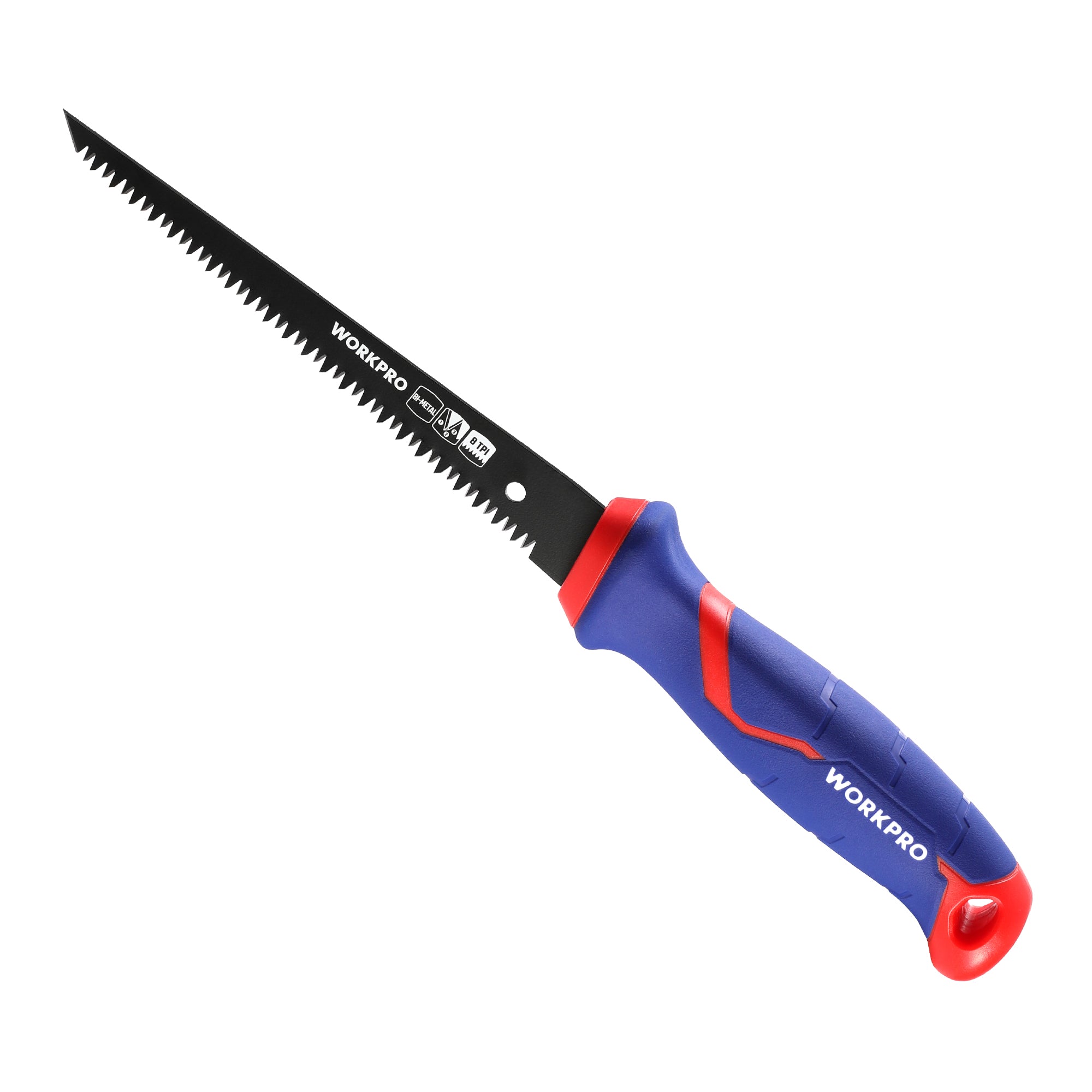 WORKPRO Drywall Saw, 6-inch Jab/Keyhole/Wallboard/Sheetrock Cutting Tool with Ergonomic Handle, Triple Ground Teeth, Faster Cutting Drywall Cutter with 8-TPI Bi-metal Blade | for plasterboard, plasterboard and plywood, hand saws with 8 TPI saw blades