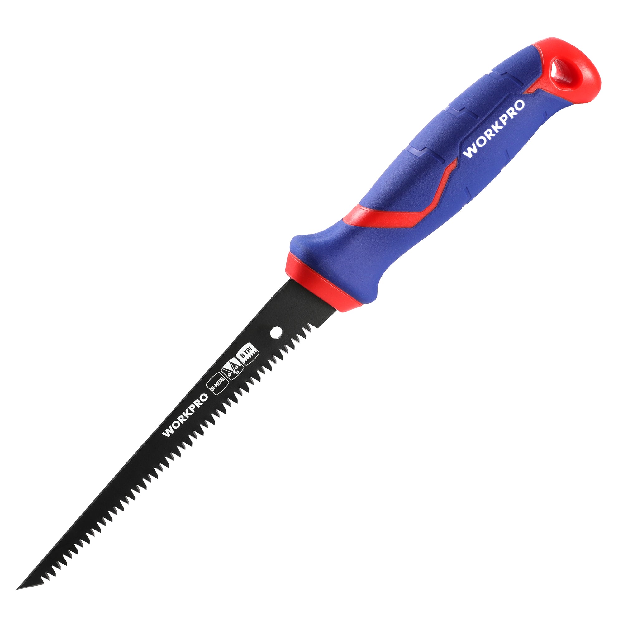WORKPRO Drywall Saw, 6-inch Jab/Keyhole/Wallboard/Sheetrock Cutting Tool with Ergonomic Handle, Triple Ground Teeth, Faster Cutting Drywall Cutter with 8-TPI Bi-metal Blade | for plasterboard, plasterboard and plywood, hand saws with 8 TPI saw blades