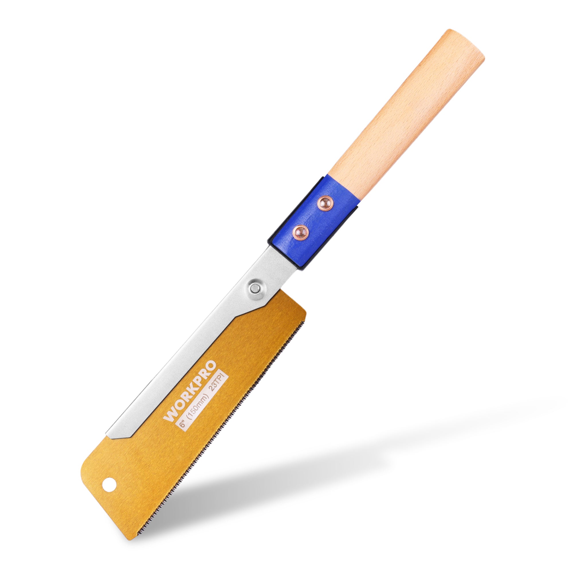 WORKPRO 6 inch Japanese pull saw with flexible blade, blue handle, innovation quality and durable secure grip