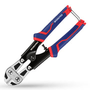 WORKPRO Mini Bolt Cutter 8 inch with red and blue spring-loaded wire cable cutter handles for quality and durable use