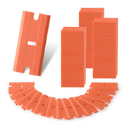 WORKPRO 200 Pack Plastic Razor Blades, Double Edge Scraper Refills | Surface-Safe Cleaning, Easy Replacement, Fits Most Scraper Handles, Removes Stickers, Glue & Paint from Glass, Tile & More