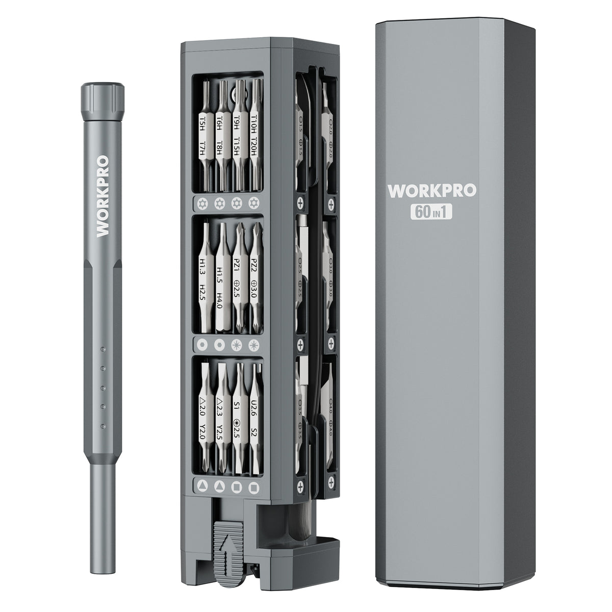 WORKPRO 60-in-1 Precision Screwdriver Set with Pop-up Magnetic Case, Well-organized CRV Small Screwdrivers, 360°Spin Mini Screw Driver Kit for Electronics, Phone, Computer, PC, Watch, Eyeglass