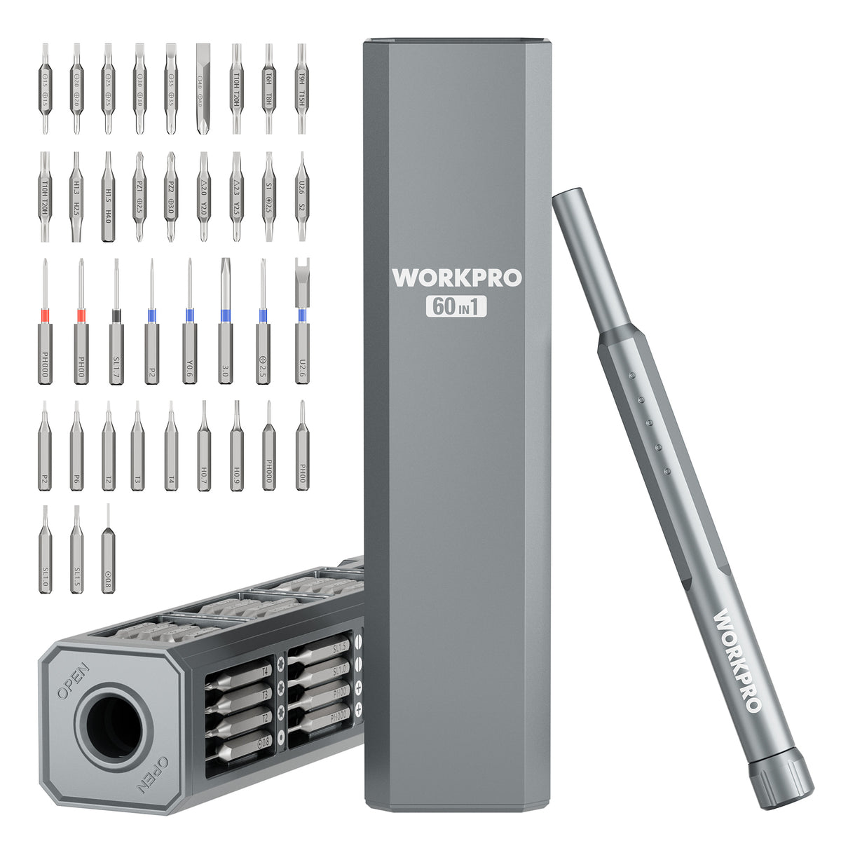 WORKPRO 60-in-1 Precision Screwdriver Set with Pop-up Magnetic Case, Well-organized CRV Small Screwdrivers, 360°Spin Mini Screw Driver Kit for Electronics, Phone, Computer, PC, Watch, Eyeglass