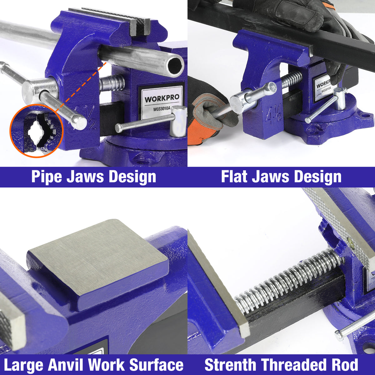 WORKPRO Bench Vise 4-1/2" Vice for Workbench