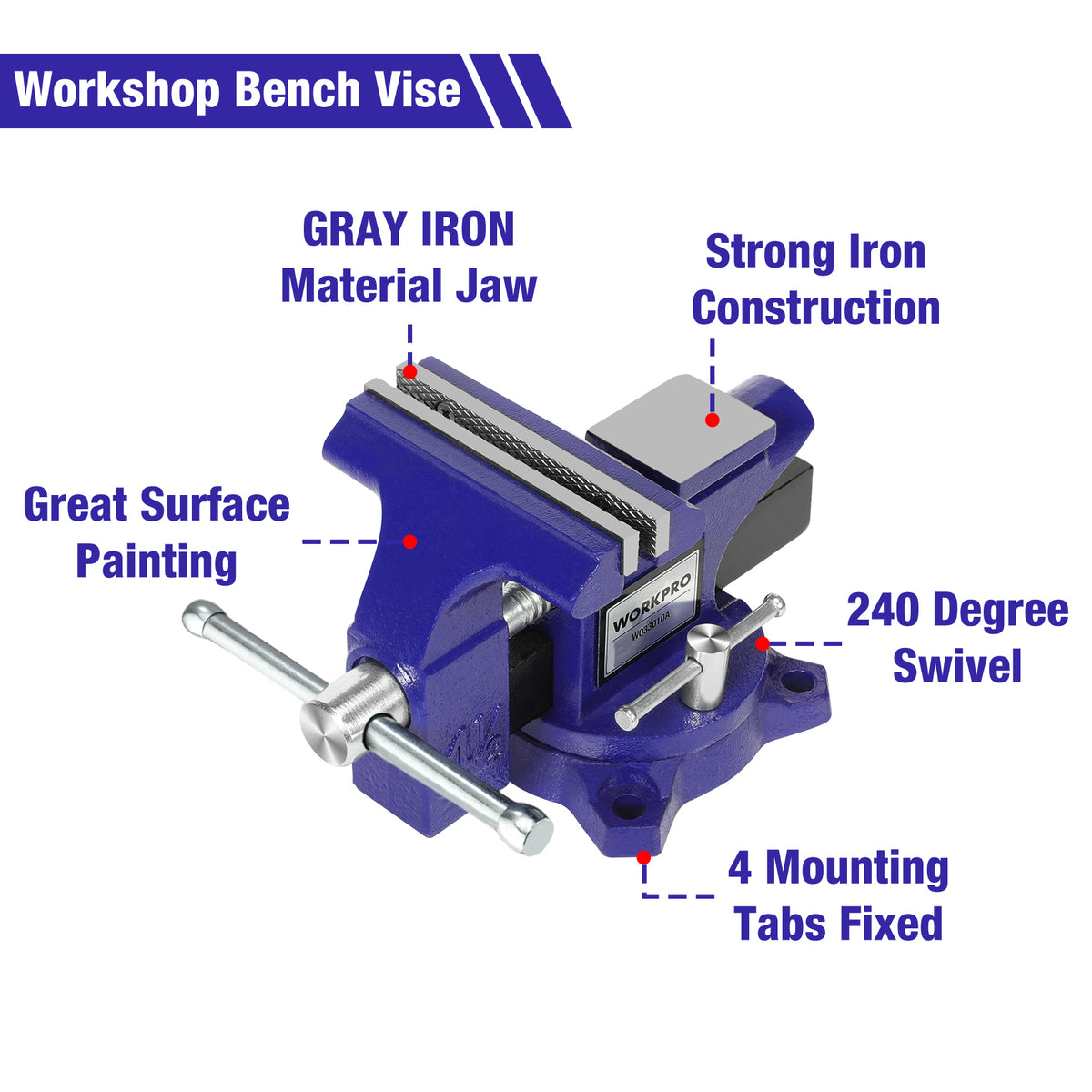WORKPRO Bench Vise 4-1/2" Vice for Workbench