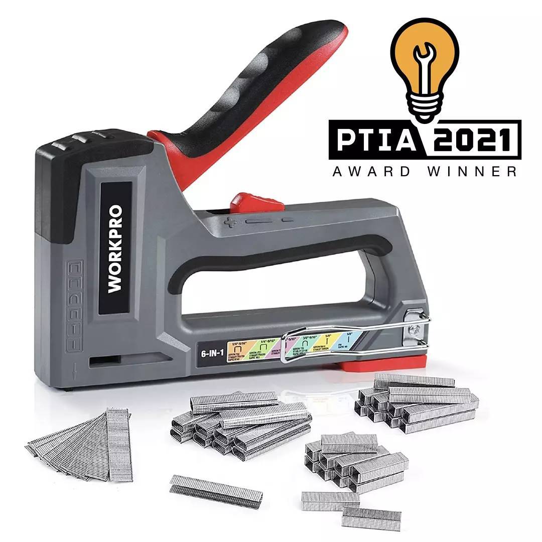 WORKPRO 6-in-1 Manual Brad Nailer Upholstery Stapler Nail Gun - Grey